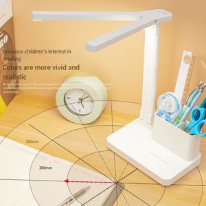 Lámpara de Escritorio Plegable de Doble Cabezal con Carga USB, Función de Soporte para Bolígrafos, Tres Colores de Brillo, Lámpara LED de Lectura con Protección Ocular - Product Image 2