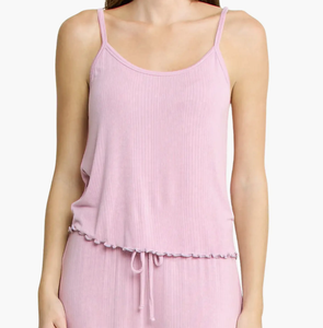 Ensemble de pyjama léger et confortable pour <span class=keywords><strong>femme</strong></span> : haut caraco et pantalon côtelés, idéal pour la maison et le loungewear - Product Image 1
