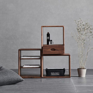 SINETIOR Ensemble de 2 boîtes de rangement modulaires modernes en bois d'acacia, empilables, étanches et écologiques pour la maison et le bureau - Product Image 2