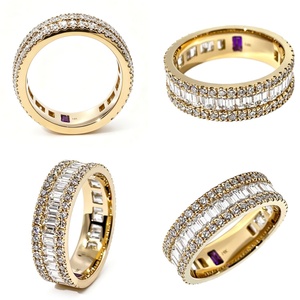 Anillo de hombre Tianyu Gems personalizado de oro amarillo de 14 quilates con diamantes de laboratorio rectangulares y redondos en engaste pavé, estilo clásico de lujo. - Product Image 2