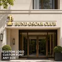 Letras 3D de Metal Dorado Personalizadas, Letreros con Logotipo para Exteriores Sin Iluminación, para Hoteles, Clubes, Tiendas, Entradas de Edificios