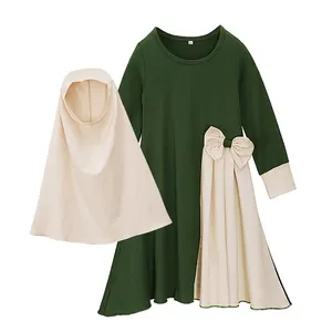 Мусульманские комплекты Рамадан для девочек 2 шт. Молитвенное платье хиджаб Абая арабская длинная одежда джилбаба Абая мусульманское платье для детей