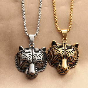 Collar con Colgante de Cabeza de Tigre de Acero Inoxidable, Color Plata y Oro, Joyería de Moda para Hombre, Cadena con Dije de Animal 280586 - Product Image 1
