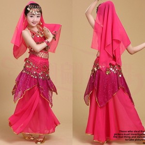 Costume de <span class=keywords><strong>danse</strong></span> du ventre pour filles, 100% polyester, tenue de <span class=keywords><strong>danse</strong></span> ethnique indienne du Xinjiang, ensemble de robe de performance et d'entraînement - Product Image 2