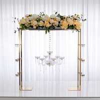 Support floral géométrique moderne en fer électroplaqué, cadre carré détachable, pour décoration de table principale de mariage, alimentation électrique