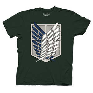 Camiseta Attack On Titan Scout Regiment Shield, color verde oscuro, para adultos, con licencia oficial, corte regular, informal, de algodón - Product Image 1