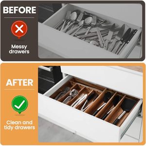 Wooden detachable <b>drawer</b> <b>storage</b> <b>box</b> for kitchen knives, forks, and chopsticks; household <b>storage</b> <b>box</b> with flexible partitions. - Product Image 1