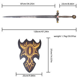 Espada de Caballero Templario Cruzado Medieval - Espada Larga Decorativa de Estilo Gótico Oscuro con Emblema Negro y Dorado - Product Image 6