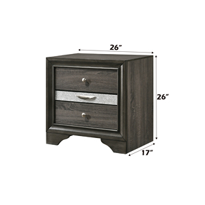 Naima Gray Finish Nightstand With Three <b>Drawers</b> <b>Storage</b> Unit Bedroom Furniture - Product Image 3