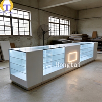 Étagères Murales Lumineuses Portables Robustes à LED Blanches, 3 Niveaux, pour Comptoir en Verre, Magasin de Détail