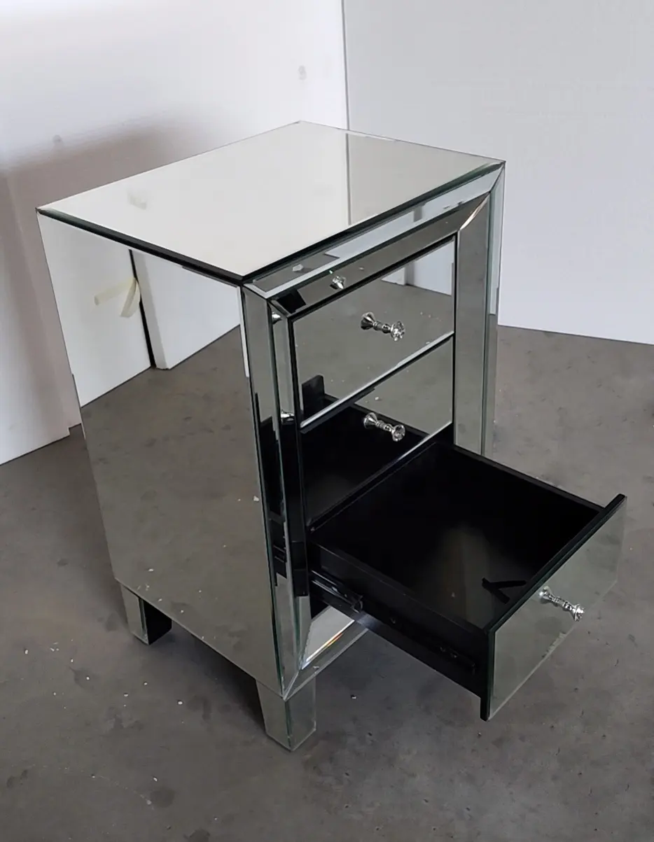 Micck — table de chevet miroir, couleur argent, faits à la main, 3 tiroirs, meuble de chambre à coucher moderne, Top quality, 2022