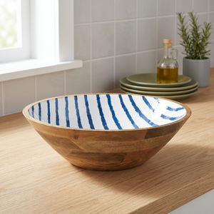 Mango Wood <b>Bowls</b> with Glossy <b>Enamel</b> - Product Image 3