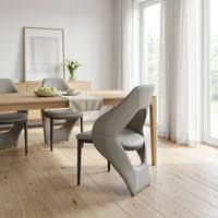 Chaise de salle à manger élégante en cuir PU beige avec cadre en métal, chaise ergonomique rembourrée