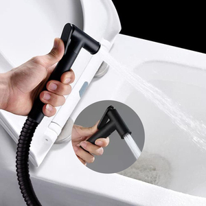Heavy Metal Matte Black Brass <strong>Hand</strong> <strong>Bidet</strong> <strong>Hand</strong> Shower <strong>Sprayer</strong> with Cold Hot Wall Water Supply Valve Mixer - Product Image 2