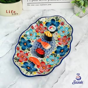 Plat en céramique peint à la main, adapté aux rassemblements familiaux, cadeaux, fêtes d'hôtel, etc., design écologique, grande capacité - Product Image 3