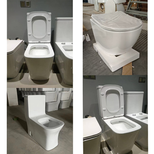 WC en céramique à double chasse, cuvette sans rebord, à raccordement direct, qualité hôtelière, avec abattant à fermeture douce, facile à nettoyer, blanc, pour projet de rénovation de villa - Product Image 4