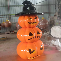 Sculpture de citrouille d'Halloween sur le thème des fantômes, personnalisée en usine, en fibre de verre et résine, pour parcs d'attractions, maisons hantées et jardins