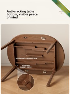 实木可伸缩折叠餐桌小户型客厅椭圆形木质餐厅餐桌简约CZ058 - Product Image 5
