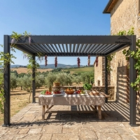 Pergola motorisée à toit rétractable Airfun avec construction en MDF, imperméable, protection UV, résistante à la neige et au vent, pour usage extérieur