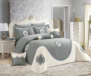 Tùy Chỉnh Sang Trọng 100% Đồng Bằng Sợi Nhỏ Vải Bền Thoáng Khí Skinfriendly Ấm Cúng <span class=keywords><strong>Comforter</strong></span> Thiết Lập Thêu Bộ Đồ Giường Bộ - Product Image 5