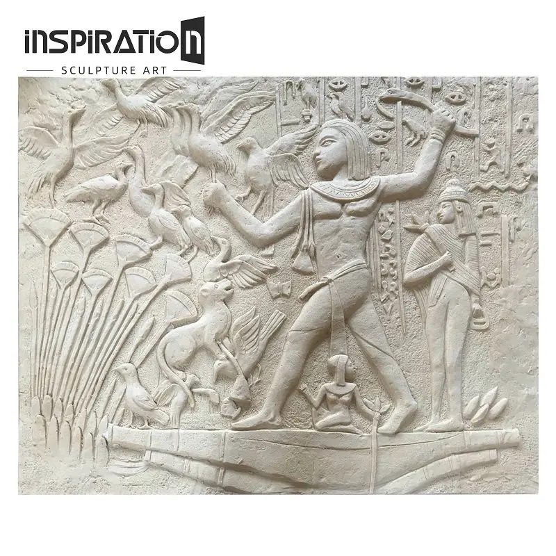 15 Years Art Sculpture Manufacturer Customized Vivid Lime Stone Egyptian Art Relief Sculpture
