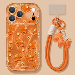 Nouveau Cheval Rotatif en Fil de Plumes 360 °   Étui de téléphone anti-chute avec support magnétique rotatif et amortissement sonore pour iPhone 17 16 15 Pro Max - Product Image 5