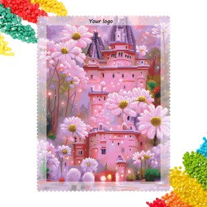 Kit de Pintura de Diamantes 5D DIY, Castillo Rosa con Margaritas - Bordado de Cristales de Estrás, Manualidades para Decoración de Paredes del Hogar - Product Image 1