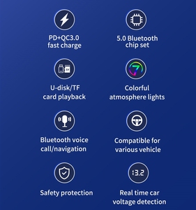 7 màu TF kép <span class=keywords><strong>USB</strong></span> Car Charger âm thanh MP3 Player Kit không dây <span class=keywords><strong>Bluetooth</strong></span> FM Transmitter modulator xách tay Stereo QC nhanh QC nhanh chóng - Product Image 3