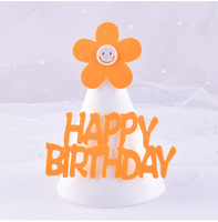 Cake Topper Alles Gute zum Geburtstag Hut mit Flower Cake Topper Topper für Geburtstags feier Kuchen Dekorieren Lieferungen