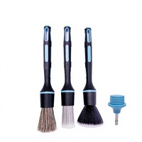 Lot de 3 brosses de nettoyage pour perceuse, en poils de sanglier, pour le detailing automobile, les aérateurs intérieurs et les jantes de roues, compatible avec les nettoyeurs électriques