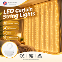 Guirlande lumineuse LED USB en alliage pour rideau, décorations intérieures, lumières d'ambiance de Noël en forme d'étoiles