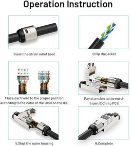Konektor <span class=keywords><strong>Ethernet</strong></span> berpelindung Aloi seng, colokan Modular Cat7/Cat6a dengan koneksi bidang mudah RJ45 - Product Image 6
