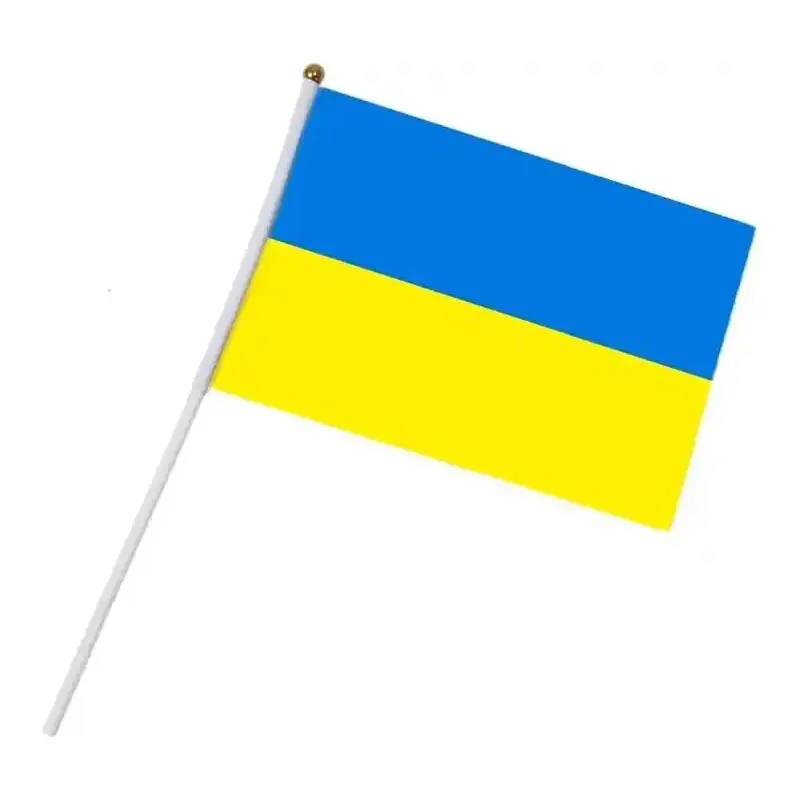 Фабрика Nuoxin, печать хорошего качества, 14*21 см, полиэстер, Украина, ручной Флаг для приветствия матча