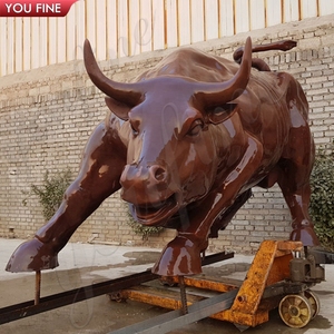 Statue de taureau de Wall Street en bronze coulé de grande taille pour jardin extérieur - Product Image 6