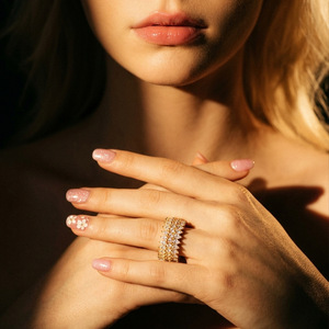 S925 Sterling Silver Full Eternity Paved Marquise Cut Moissanite Hollow Band Stackable Wedding <b>Finger</b> <b>Ring</b> Two Tone For Women - Product Image 3
