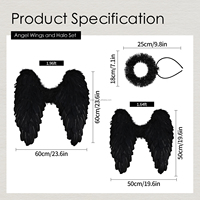 Ensemble d'ailes d'ange en plumes naturelles en gros pour Halloween, cosplay, fête, accessoires photo ajustables, fabricant