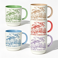 Tasses à café en céramique empilables à thème océanique avec motif de tortue de mer imprimé sur mesure, articles cadeaux souvenirs, tasse en porcelaine