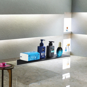 Estante de Ducha Contemporáneo de Madera SYNCHRO, Organizador Dorado, Repisas de Latón para Cosméticos, Estantes de Almacenamiento para Baño, Montaje en Pared - Product Image 2