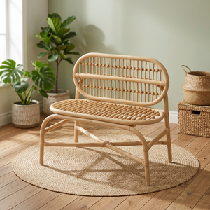 Silla de mimbre de 2 plazas hecha de ratán natural para niños, muebles para estudiantes, decoración de fiesta para niños - Product Image 3