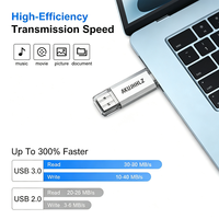 Nueva Unidad Flash USB 3.1 de Aluminio con Doble Puerto USB-C/USB-A 2 en 1, Lectura de Alta Velocidad de 150 MB/s, Compartir con un Clic para Teléfonos y Computadoras