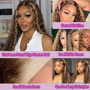 13x6 Lace Frontal Human Hair <b>Wig</b> Glueless Highlight <b>Wig</b> Deep Wave Water Wave P4-27 Human Hair <b>Wig</b> Collection for Black Women - Product Image 3