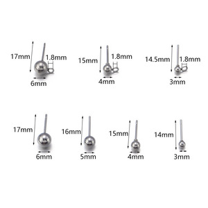 Boucles d'oreilles à billes en acier inoxydable, design simple à perles rondes pour oreilles percées, bijoux de mode unisexes - Product Image 2