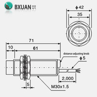 Capteur de proximité capacitif M30 15 mm NPN NO IP67, interrupteur de détection non métallique, laiton nickelé, connecteur M12
