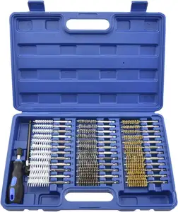 Accessoires pour forets à brosse métallique avec assortiment de brosses SAE et MM pouvant être montés sur une perceuse électrique ou une meuleuse de 38 pièces