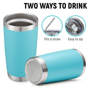 Mug isotherme de voyage en acier inoxydable à double paroi de 20 oz avec couvercle et paille - Product Image 5