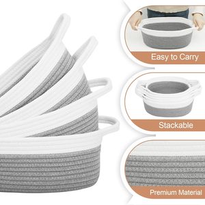 <span class=keywords><strong>Panier</strong></span> de rangement en corde de coton lot de 5 paniers tissés pour organiser avec poignées <span class=keywords><strong>panier</strong></span> décoratif pour bébé pépinière <span class=keywords><strong>chien</strong></span> chat jouet - Product Image 1
