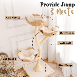 Bois massif de haute qualité avec 3 paniers griffoir coussins amovibles et lavables adaptés aux grands chats <span class=keywords><strong>arbre</strong></span> <span class=keywords><strong>à</strong></span> <span class=keywords><strong>chat</strong></span> d'intérieur - Product Image 2