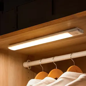 Новый светодиодный ночник 10/20/30/40/60 см с датчиком движения, Ультратонкий беспроводной ночник для шкафа, гардероба, кухонного шкафа, ночник