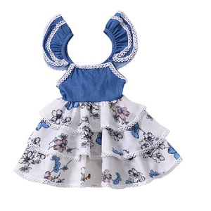 Children Summer Clothing Kid Wedding Dresses Flower Girls Layered Cotton Dress of China - Product Image 1