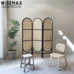 WISEMAX FURNITURE French Elegant Style <strong>Screen</strong> Wooden Frame Luxury Rattan <strong>Wicker</strong> Weaving <strong>Screen</strong> for Restaurant - Product Image 2
